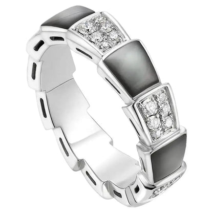 [Triumph Jewelry]SERPENTI RING SILVER DIAMOND BLACK MOP 4MM