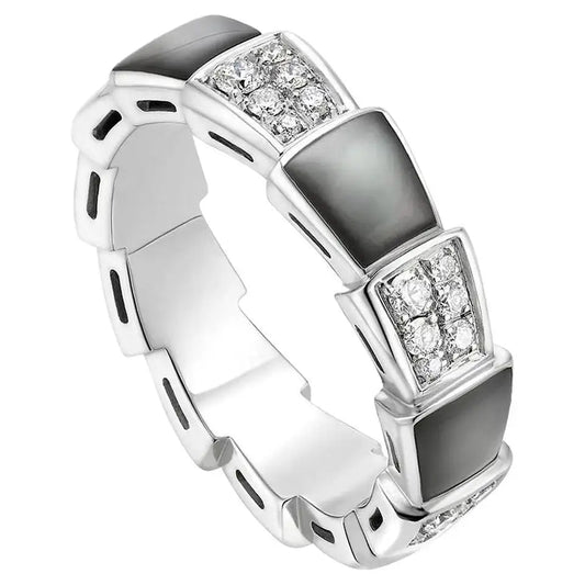 [Triumph Jewelry]SERPENTI RING SILVER DIAMOND BLACK MOP 4MM
