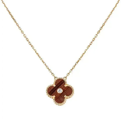 [Triumph Jewelry]CLOVER 15MM DIAMOND AND YELLOW TIGER'S EYE AGATE necklace