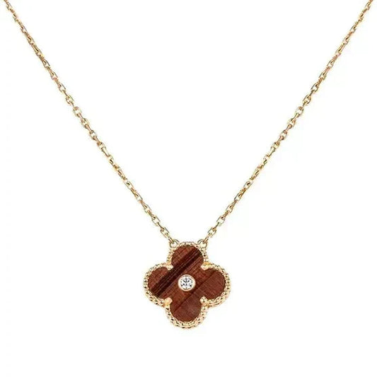 [Triumph Jewelry]CLOVER 15MM DIAMOND AND YELLOW TIGER'S EYE AGATE necklace