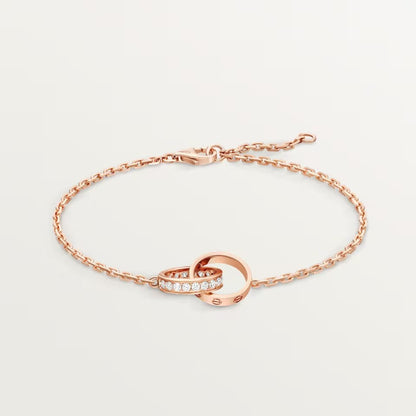 [Triumph Jewelry]LOVE DOUBLE RING HALF DIAMOND BRACELET