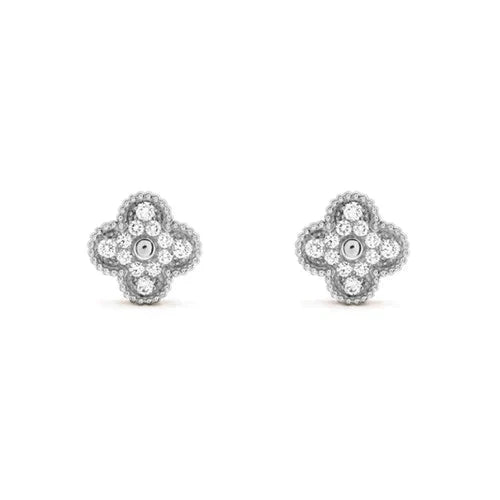 [Triumph Jewelry]CLOVER 1 MOTIFS DIAMOND STUD EARRINGS SILVER