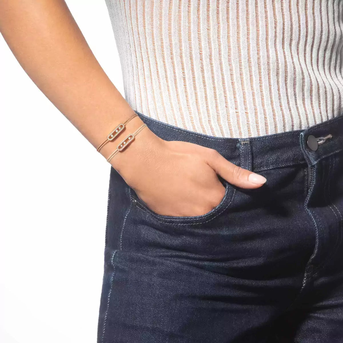 [Triumph Jewelry]MK Care(s) pink cord pavé bracelet