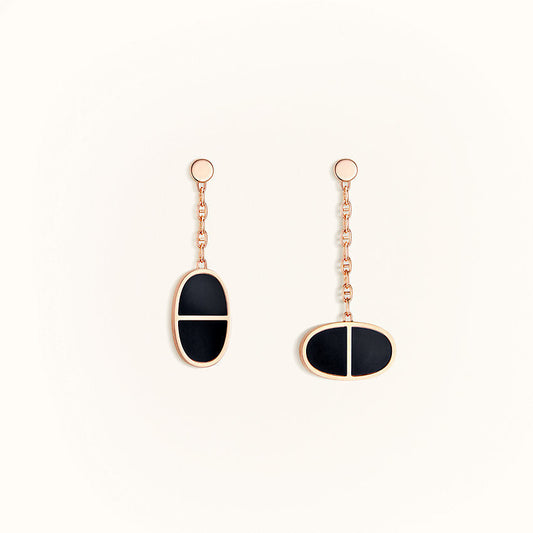 [Triumph Jewelry]CHAINE VERSO BLACK CERAMIC EARRINGS