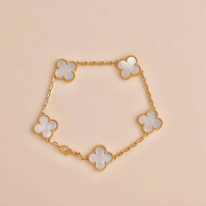 [Triumph Jewelry]CLOVER WHITE PEARL MOP 5 MOTIF BRACELET COLLECTION