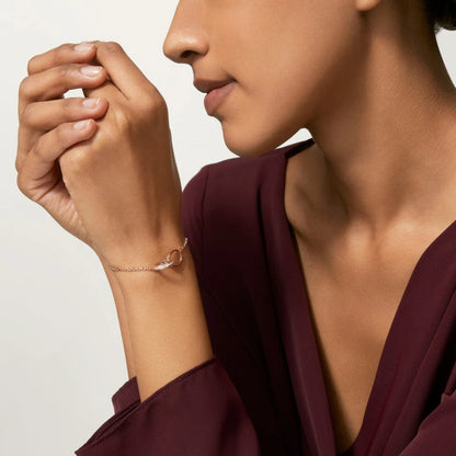 [Triumph Jewelry]LOVE DOUBLE RING HALF DIAMOND BRACELET