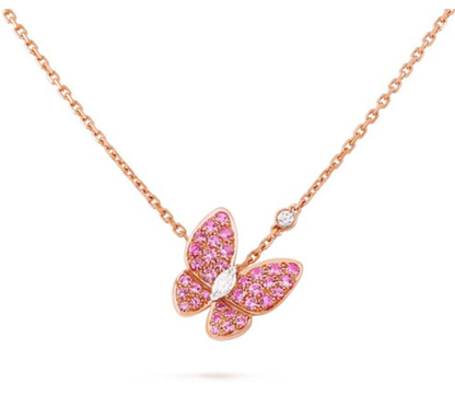 [Triumph Jewelry]BUTTERFLY RED DIAMOND ROSE GOLD NECKLACE