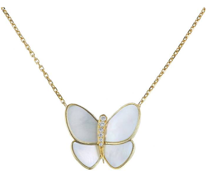 [Triumph Jewelry]BUTTERFLY GOLD MOP DIAMOND NECKLACE