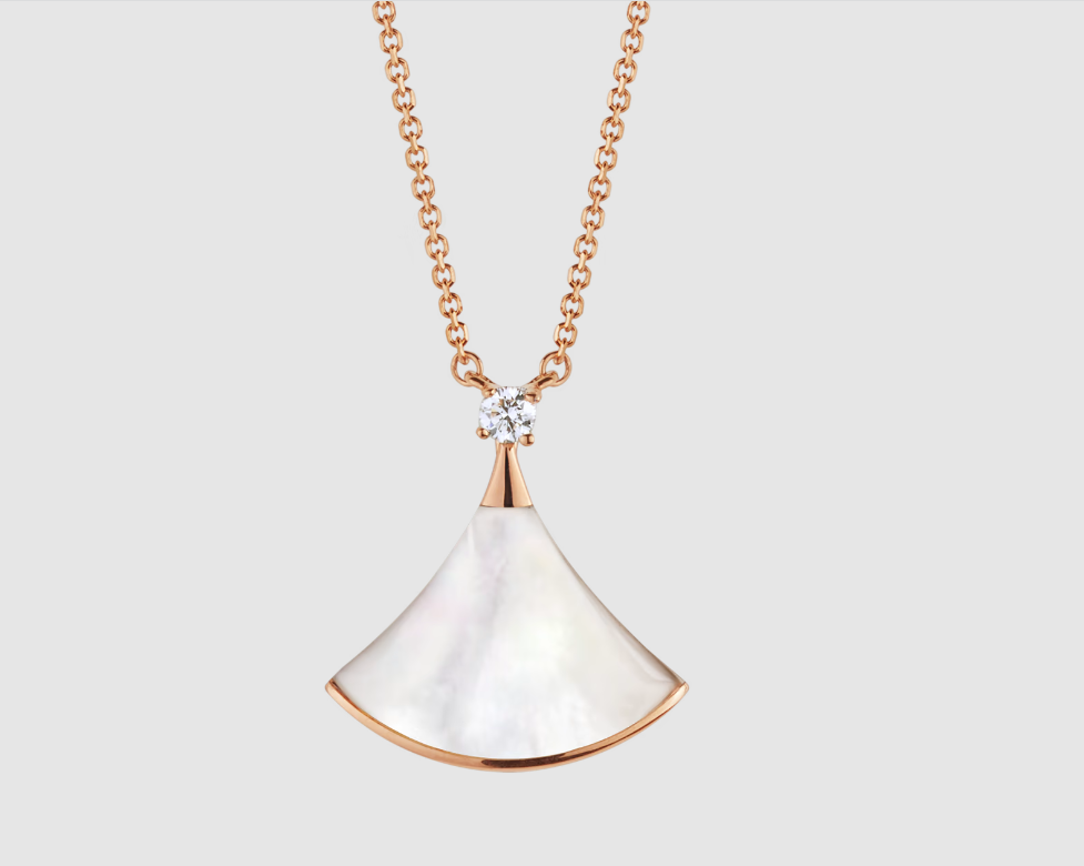 [Triumph Jewelry]DREAM NECKLACE WHITE MOP PINK GOLD 1 DIAMOND