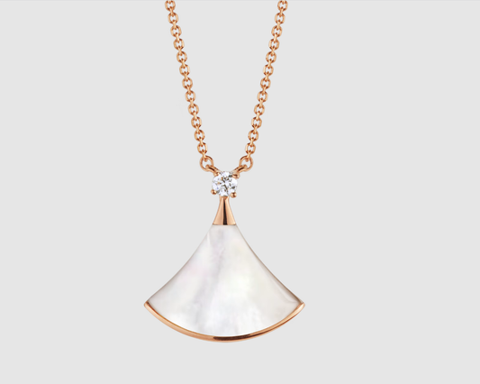 [Triumph Jewelry]DREAM NECKLACE WHITE MOP PINK GOLD 1 DIAMOND