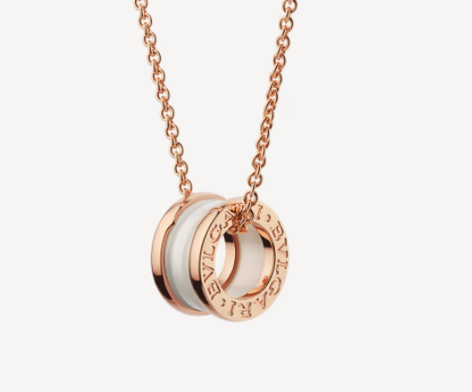 [Triumph Jewelry]ZERO 1 WHITE CERAMIC PINK GOLD NECKLACE