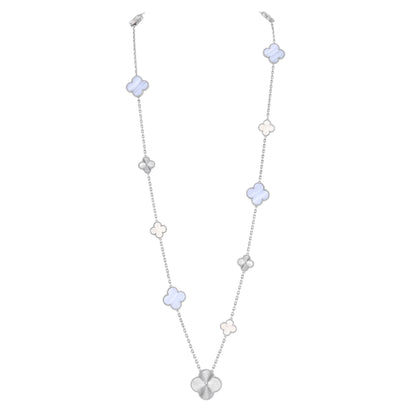 [Triumph Jewelry]DETACHABLE CLOVER 15(11+4) FLOWER SILVER NECKLACE SET
