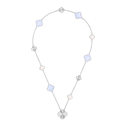 [Triumph Jewelry]DETACHABLE CLOVER 15(11+4) FLOWER SILVER NECKLACE SET