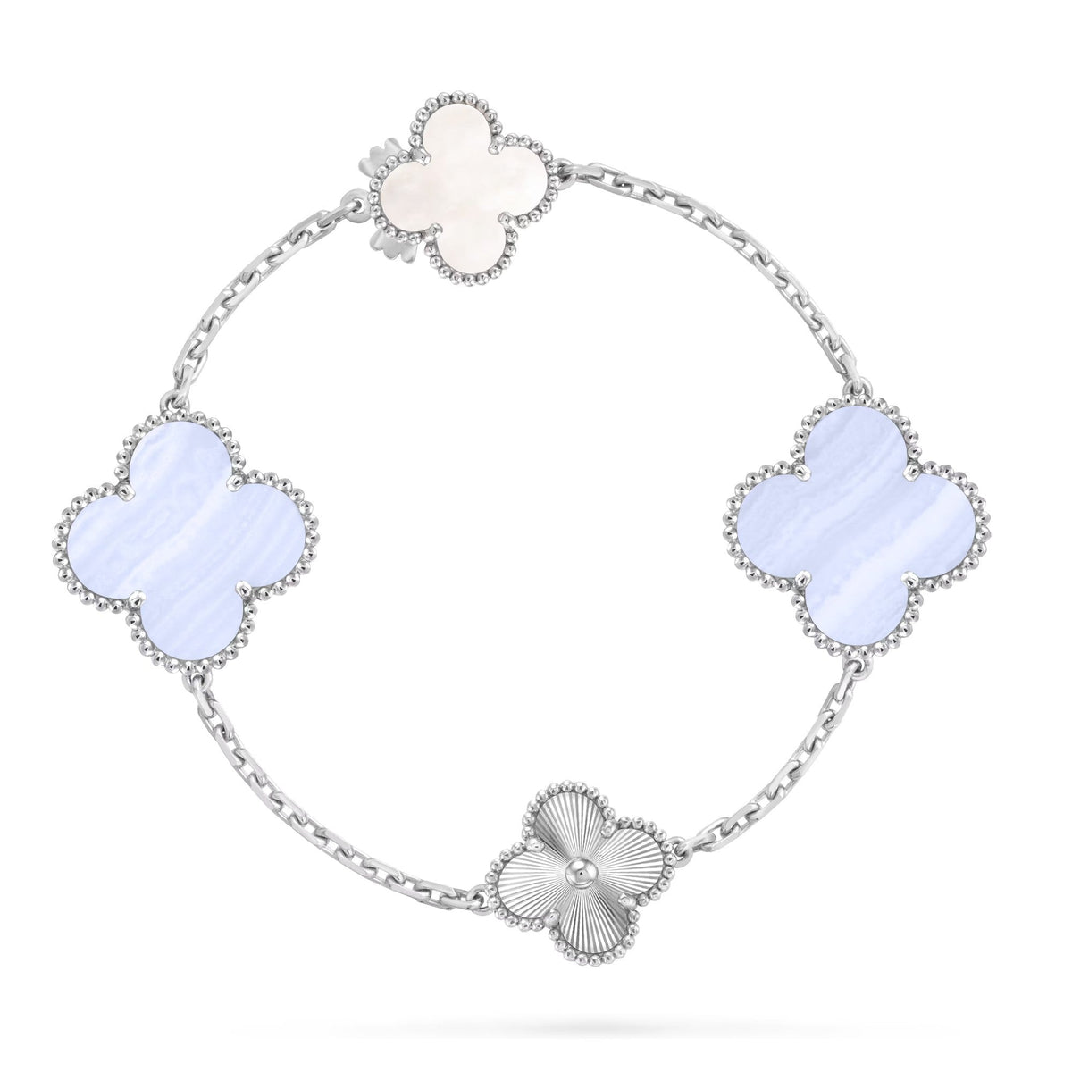 [Triumph Jewelry]DETACHABLE CLOVER 15(11+4) FLOWER SILVER NECKLACE SET