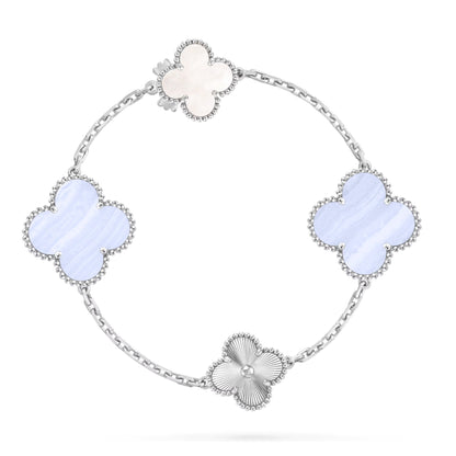 [Triumph Jewelry]DETACHABLE CLOVER 15(11+4) FLOWER SILVER NECKLACE SET