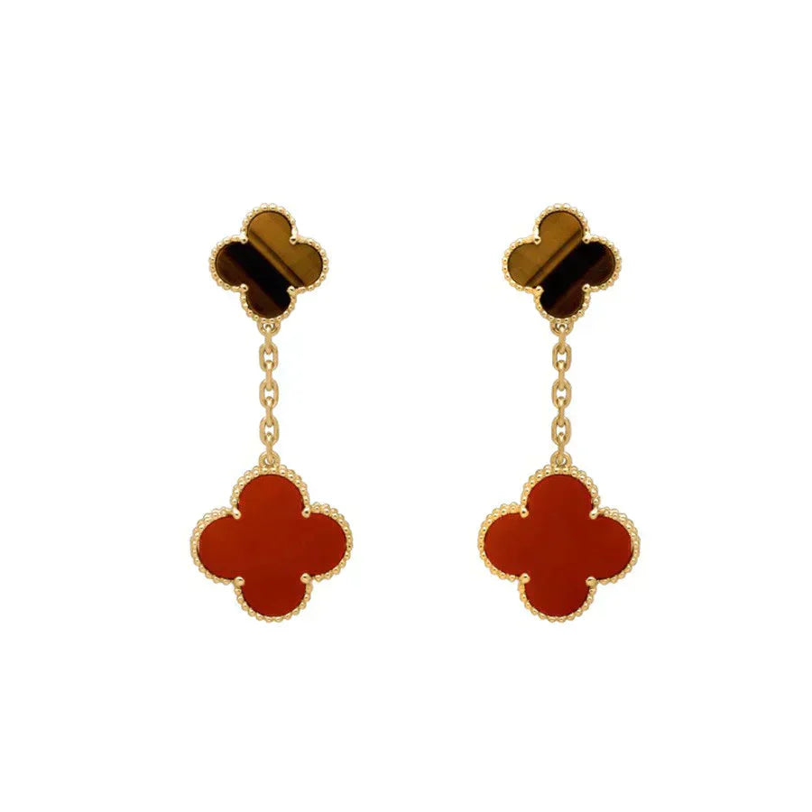 [Triumph Jewelry]CLOVER  2 MOTIF  TIGER EYE CARNELIAN EARRINGS