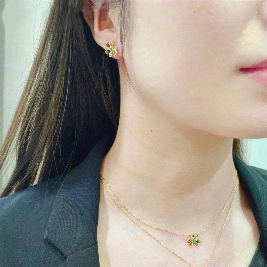[Triumph Jewelry]FRIVOLE  FLOWER MALACHITE EARRINGS