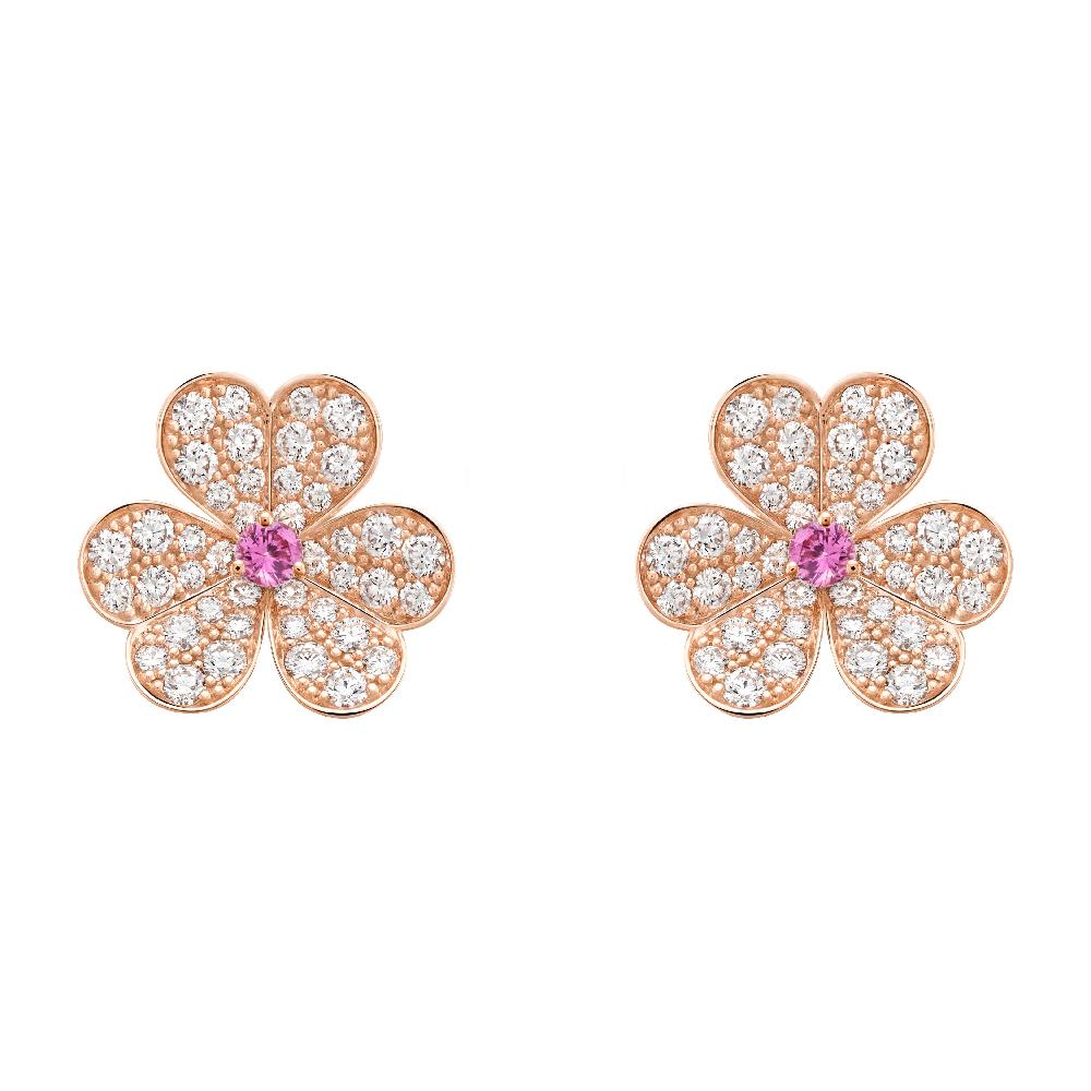 [Triumph Jewelry]FRIVOLE PINK GOLD FLOWER DIAMOND EARRINGS