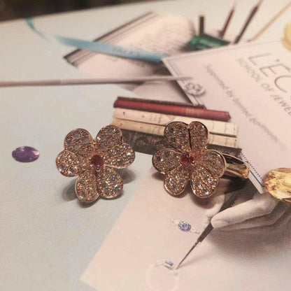 [Triumph Jewelry]FRIVOLE PINK GOLD FLOWER DIAMOND EARRINGS