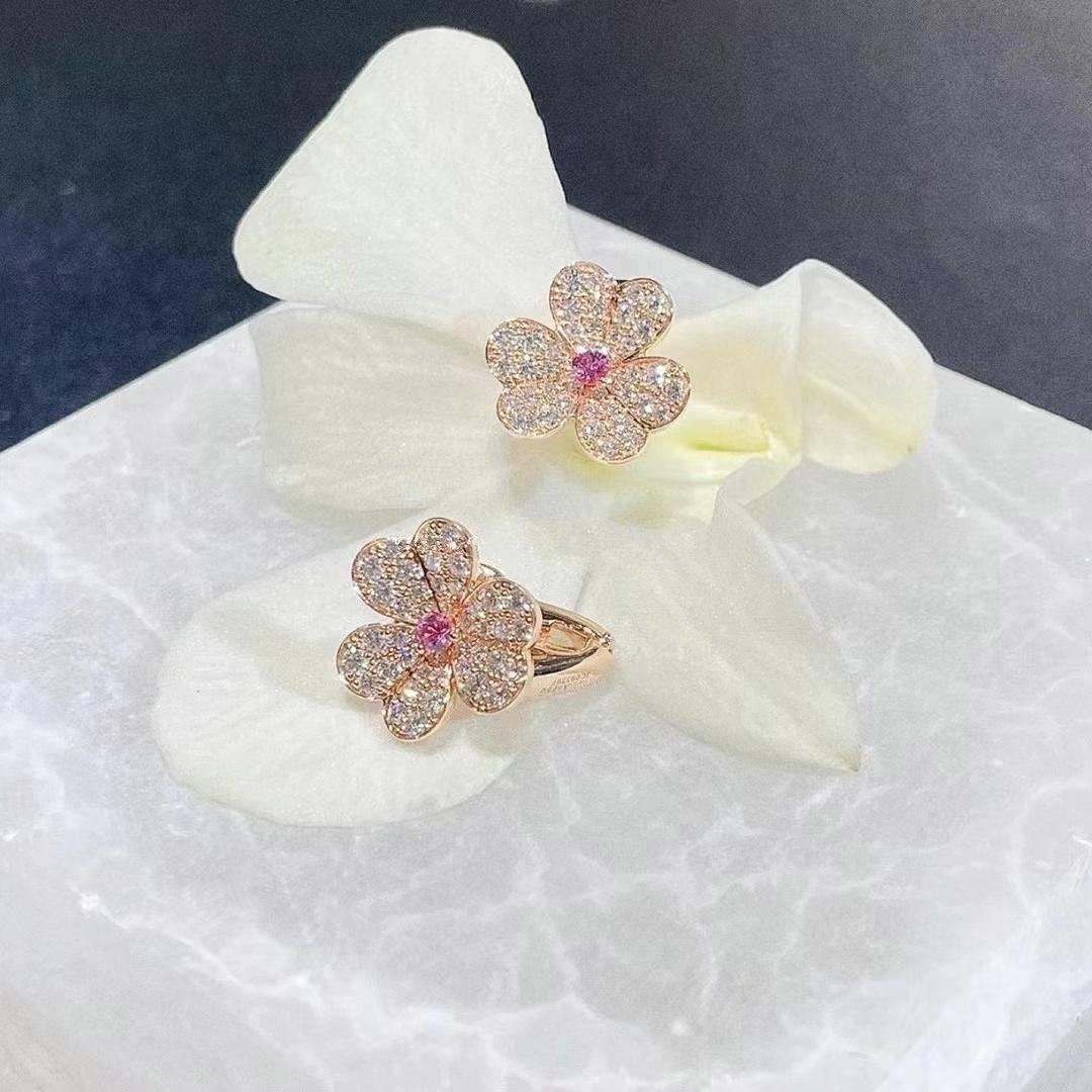 [Triumph Jewelry]FRIVOLE PINK GOLD FLOWER DIAMOND EARRINGS
