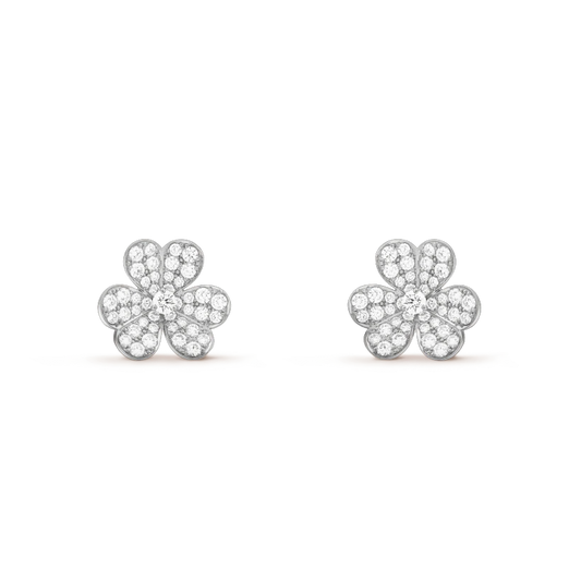 [Triumph Jewelry]FRIVOLE SILVER FLOWER DIAMOND EARRINGS