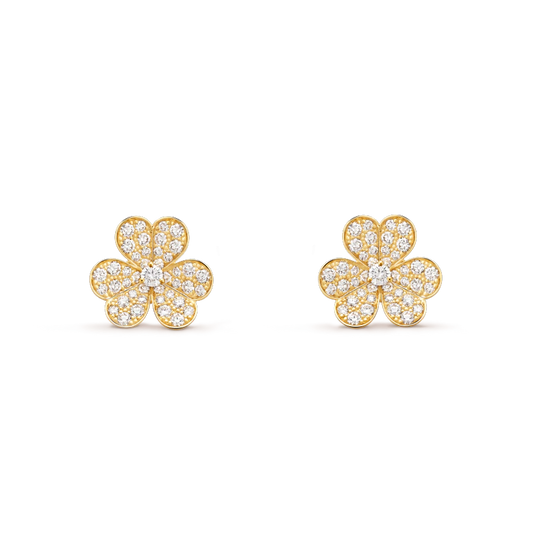 [Triumph Jewelry]FRIVOLE GOLD FLOWER DIAMOND EARRINGS