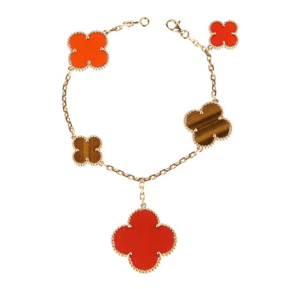 [Triumph Jewelry]CLOVER BRACELET 5 MOTIFS CARNELIAN TIGER EYE