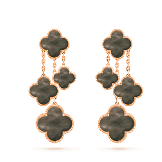 [Triumph Jewelry]CLOVER EARRINGS DARK MOP 4 MOTIFS ROSE GOLD
