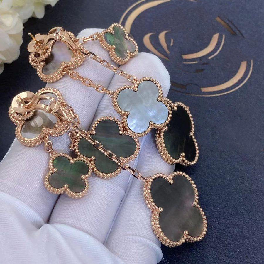 [Triumph Jewelry]CLOVER EARRINGS DARK MOP 4 MOTIFS ROSE GOLD