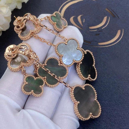 [Triumph Jewelry]CLOVER EARRINGS DARK MOP 4 MOTIFS ROSE GOLD