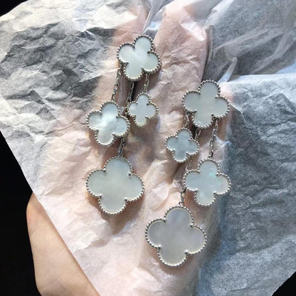 [Triumph Jewelry]CLOVER EARRINGS WHITE MOP 4 MOTIFS SILVER