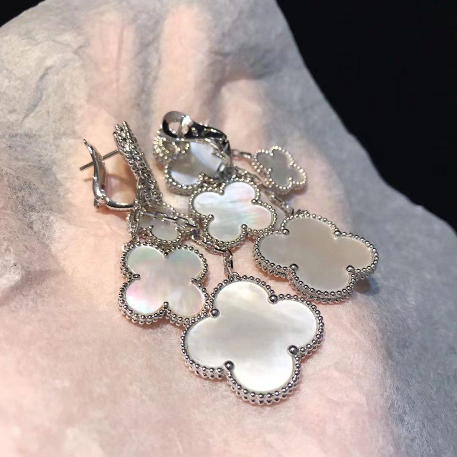 [Triumph Jewelry]CLOVER EARRINGS WHITE MOP 4 MOTIFS SILVER