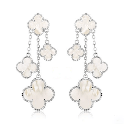 [Triumph Jewelry]CLOVER EARRINGS WHITE MOP 4 MOTIFS SILVER