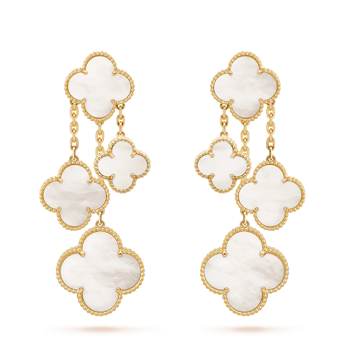 [Triumph Jewelry]CLOVER EARRINGS WHITE MOP 4 MOTIFS GOLD
