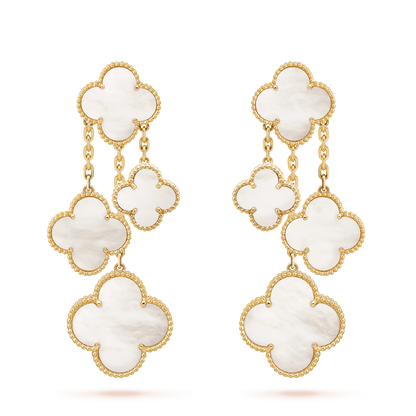 [Triumph Jewelry]CLOVER EARRINGS WHITE MOP 4 MOTIFS GOLD