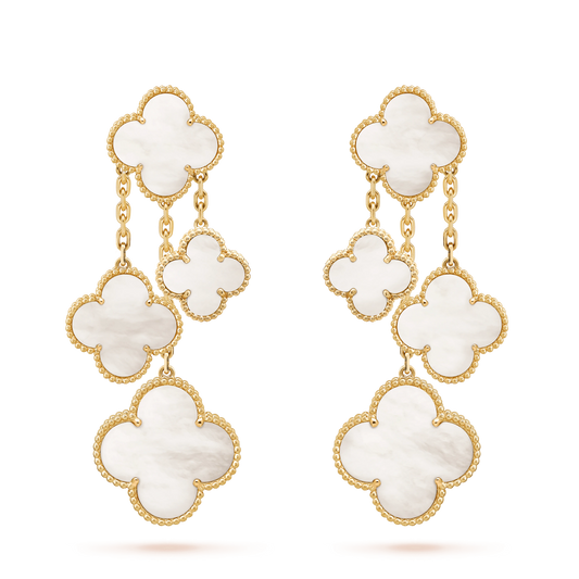 [Triumph Jewelry]CLOVER EARRINGS WHITE MOP 4 MOTIFS GOLD