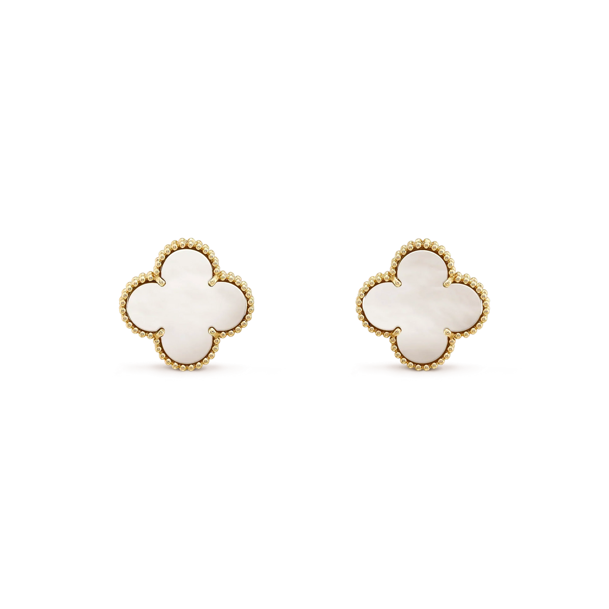 [Triumph Jewelry]CLOVER MEDIUM 1 MOTIFS  WHITE MOP STUD EARRINGS