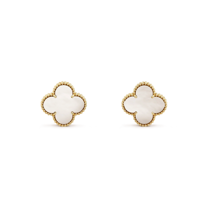 [Triumph Jewelry]CLOVER MEDIUM 1 MOTIFS  WHITE MOP STUD EARRINGS