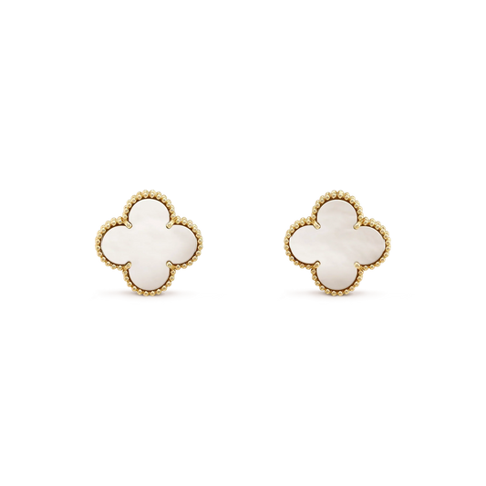 [Triumph Jewelry]CLOVER MEDIUM 1 MOTIFS  WHITE MOP STUD EARRINGS
