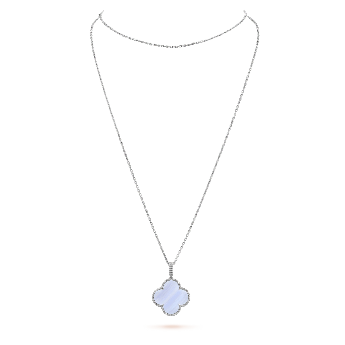 [Triumph Jewelry]CLOVER SILVER CHALCEDONY BIG CLOVER NECKLACE