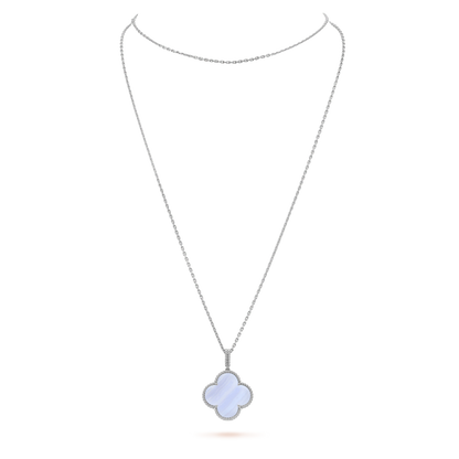 [Triumph Jewelry]CLOVER SILVER CHALCEDONY BIG CLOVER NECKLACE