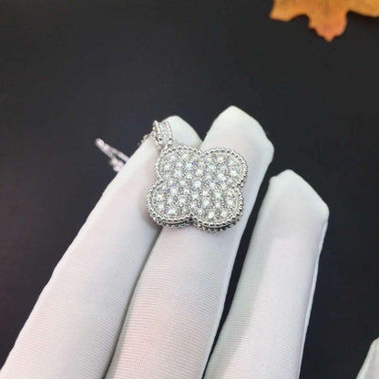 [Triumph Jewelry]CLOVER 25MM SILVER FULL DIAMOND BIG CLOVER NECKLACE