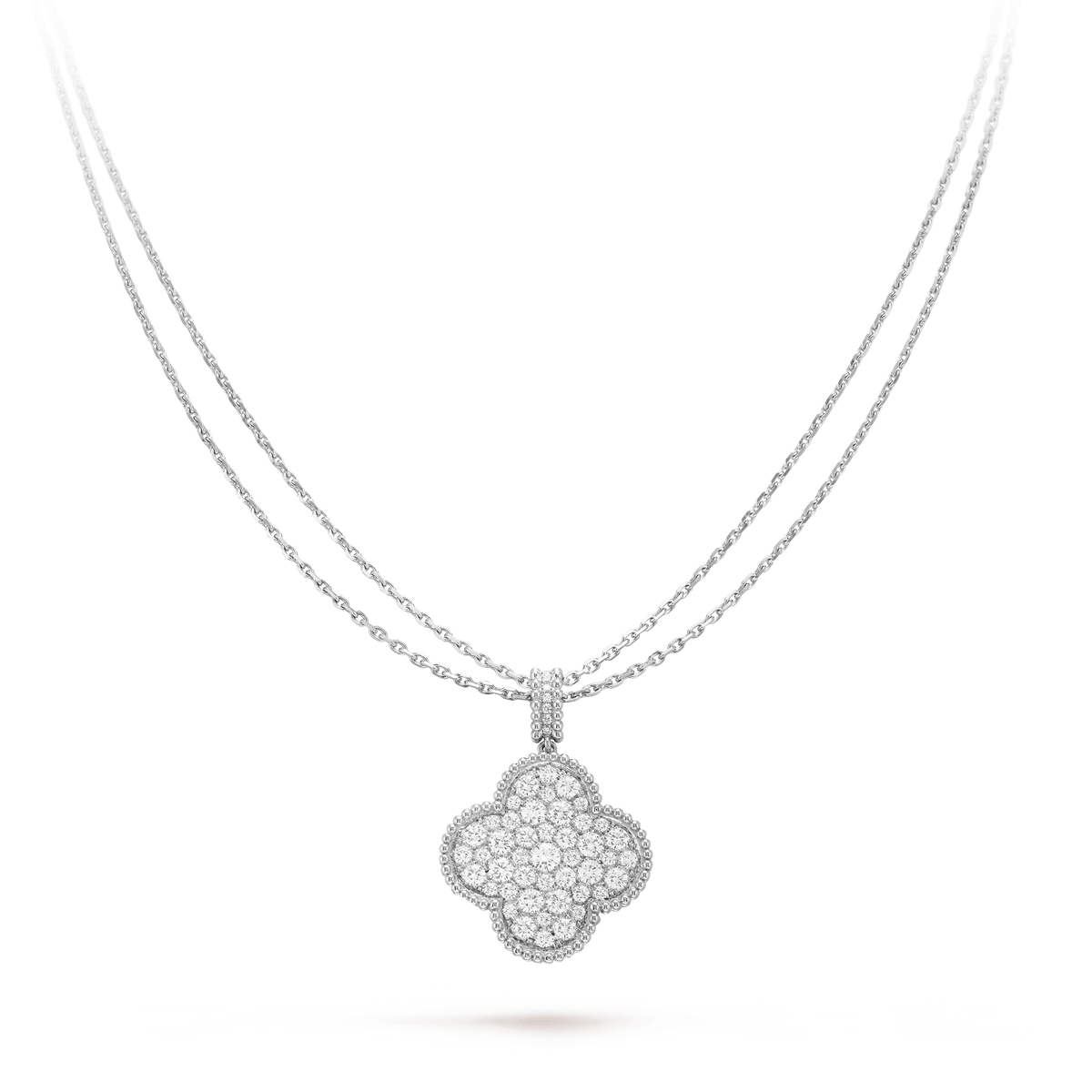 [Triumph Jewelry]CLOVER 25MM SILVER FULL DIAMOND BIG CLOVER NECKLACE