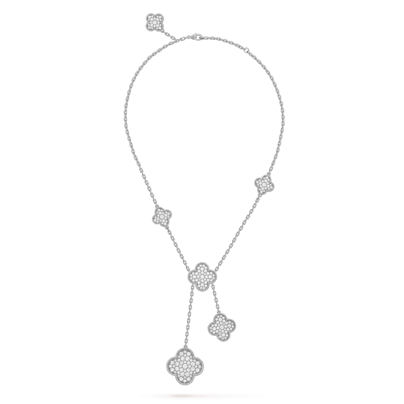 [Triumph Jewelry]CLOVER 5 MOTIFS SILVER DIAMONDS NECKLACE