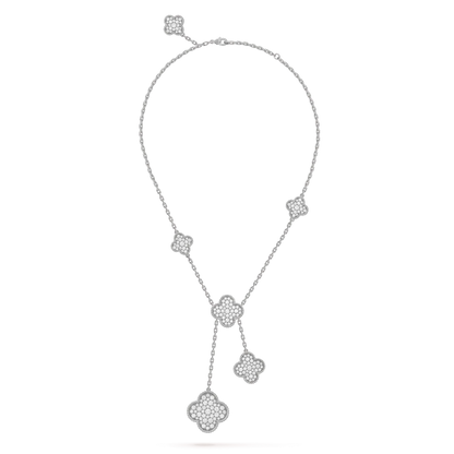 [Triumph Jewelry]CLOVER 5 MOTIFS SILVER DIAMONDS NECKLACE