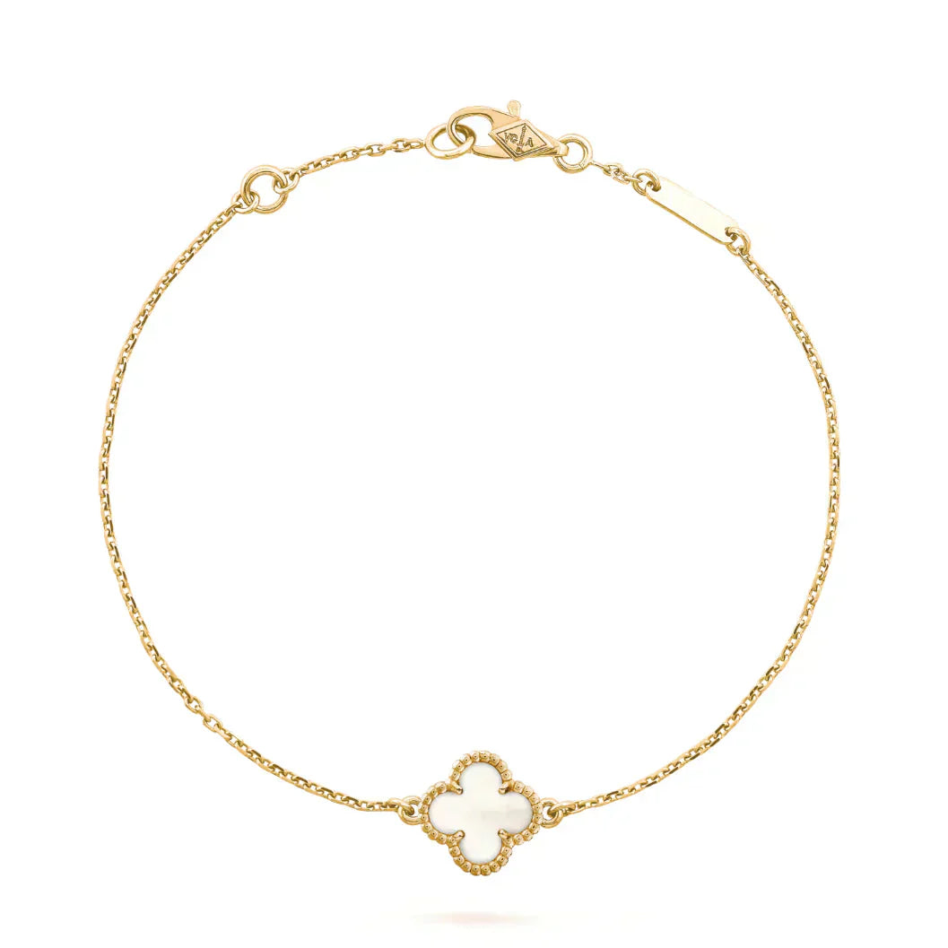 [Triumph Jewelry]CLOVER WHITE MOP SINGLE FLOWER BRACELET