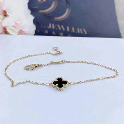 [Triumph Jewelry]CLOVER ONYX SINGLE FLOWER BRACELET