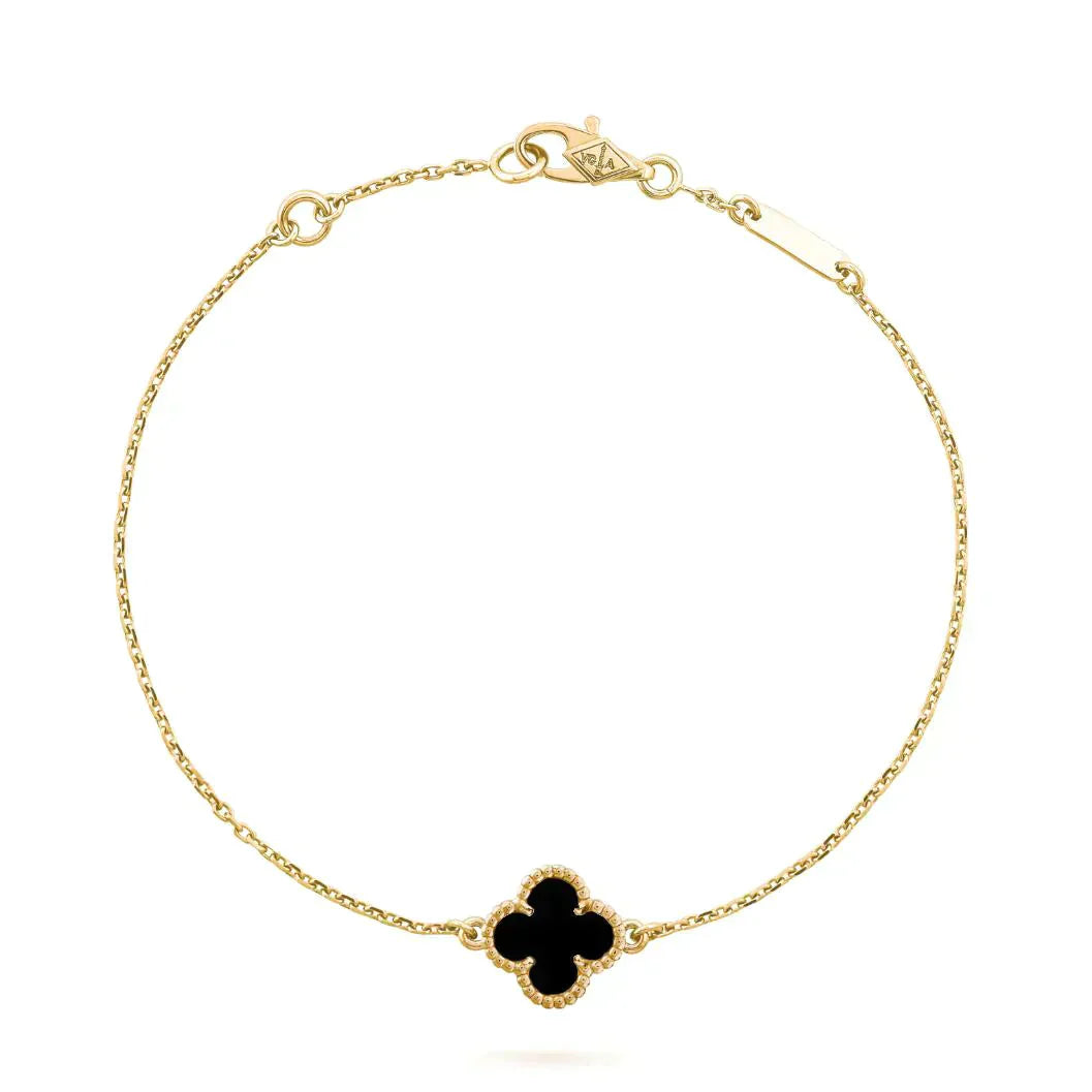 [Triumph Jewelry]CLOVER ONYX SINGLE FLOWER BRACELET