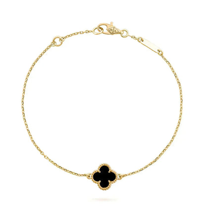 [Triumph Jewelry]CLOVER ONYX SINGLE FLOWER BRACELET