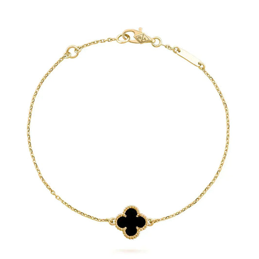 [Triumph Jewelry]CLOVER ONYX SINGLE FLOWER BRACELET